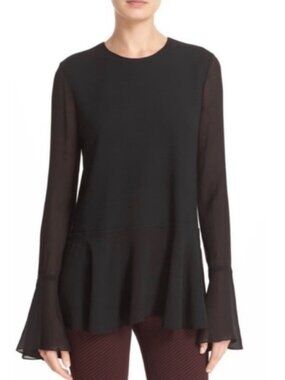 Theory Lexanda C Idol Bell-Sleeve Peplum Blouse